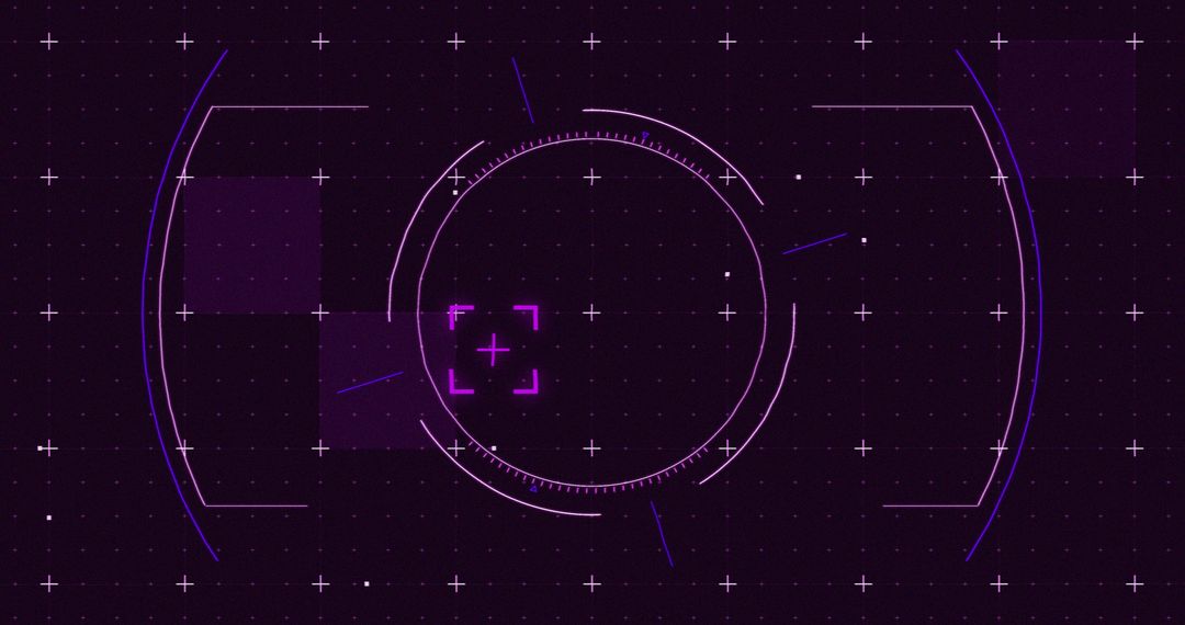 Futuristic Digital Interface with Glowing Purple Scope