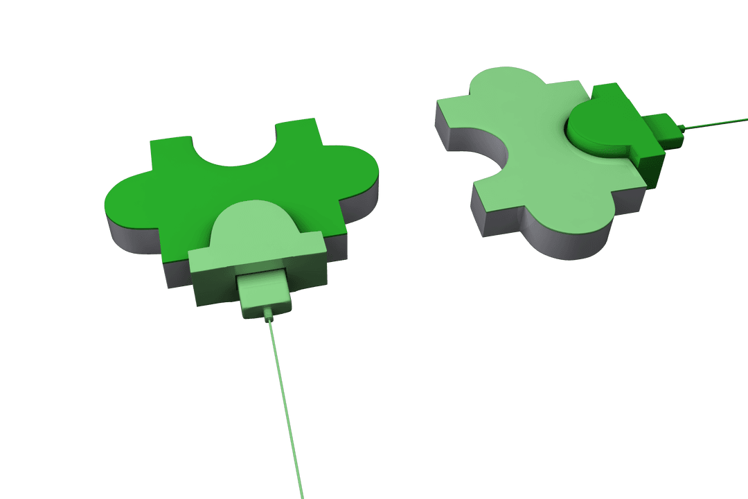 Green Puzzle Connectors on Transparent Background