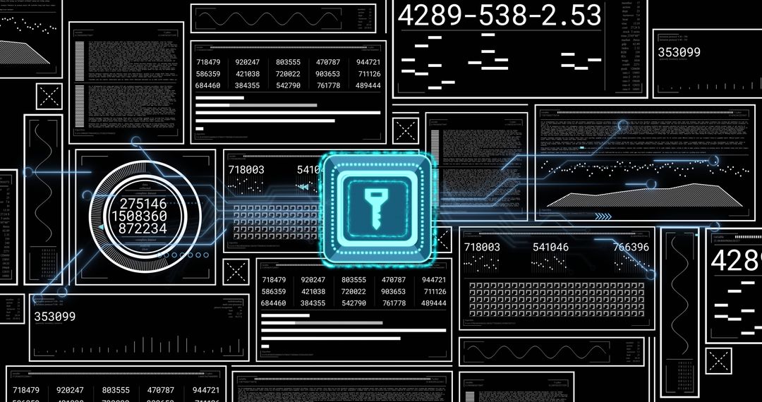cyber security interface with key icon and data analytics - Free Images, Stock Photos and Pictures on Pikwizard.com