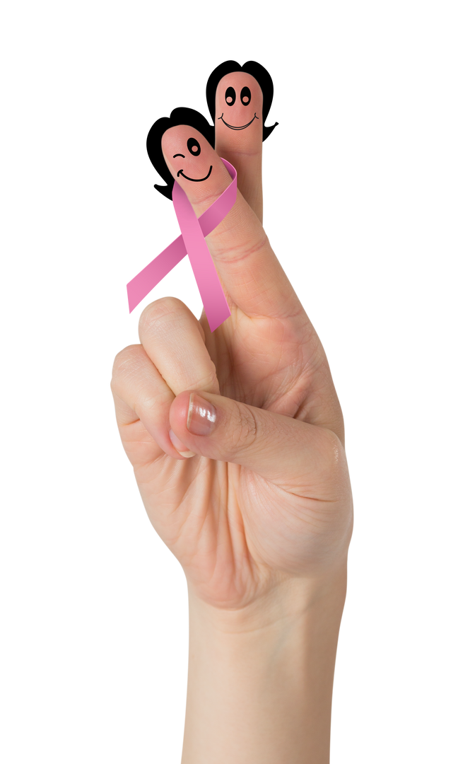 Smiling Fingers Holding Pink Ribbon on Transparent Background - Download Free Stock Images Pikwizard.com