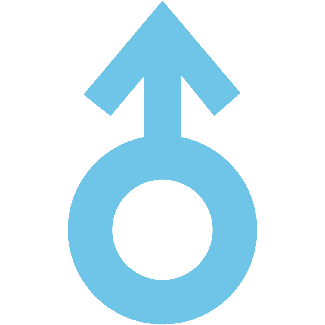 Gender Symbolic Blue Circle with Arrow on Transparent Background