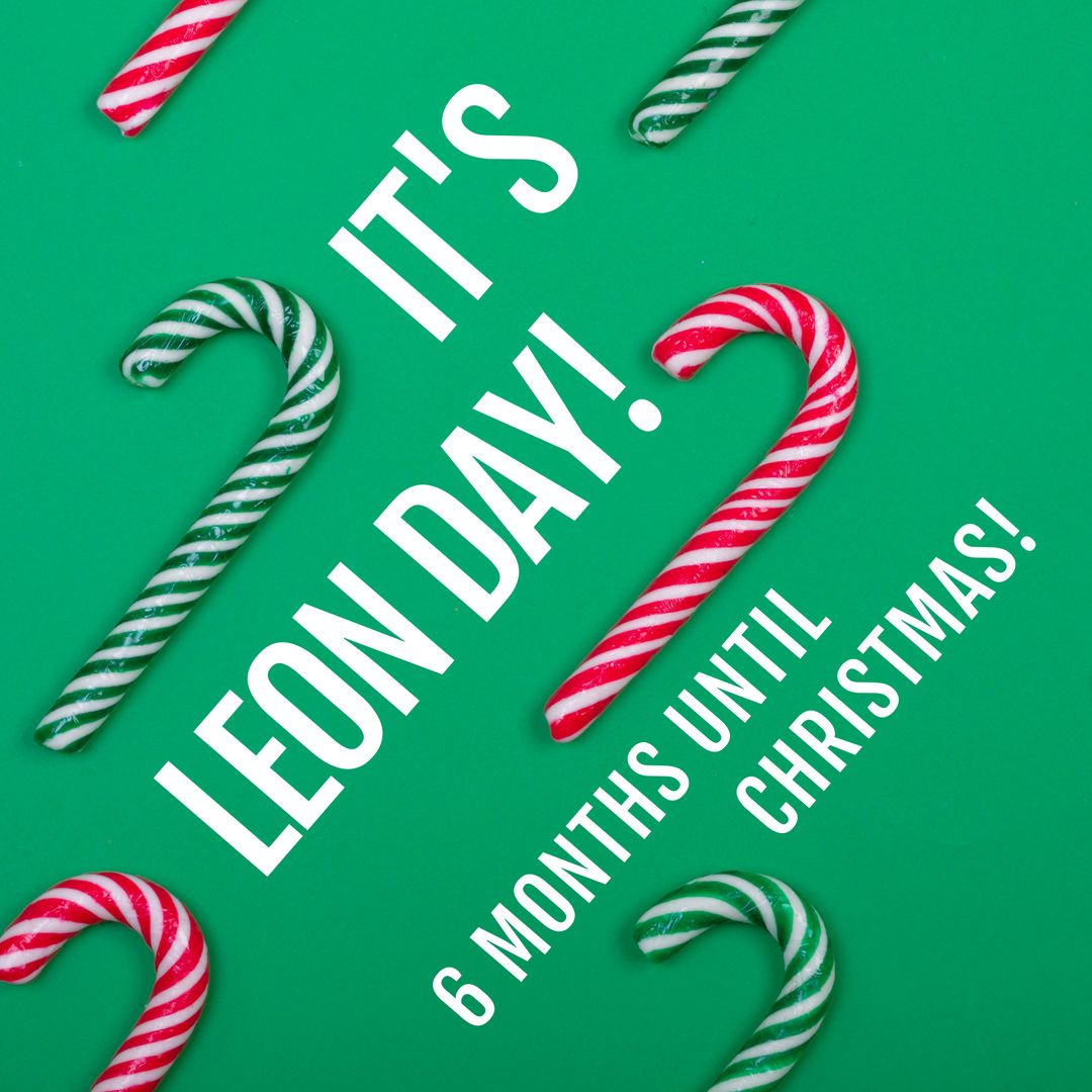 Leon Day Countdown on Green with Festive Candy Canes