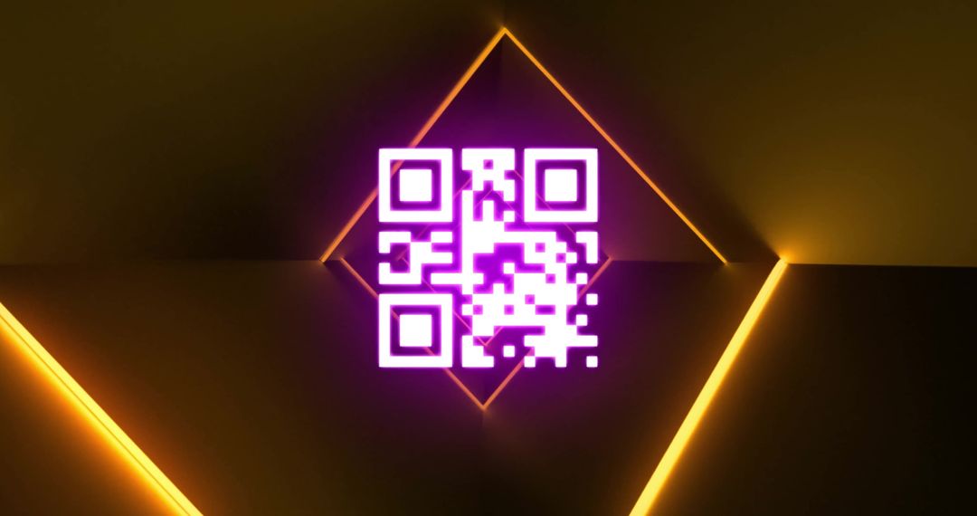 Glowing QR Code on Interactive Brown Background