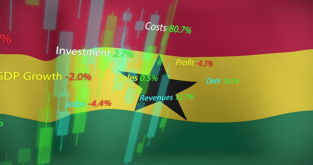 Ghana Economic Data Visualization Concept on National Flag