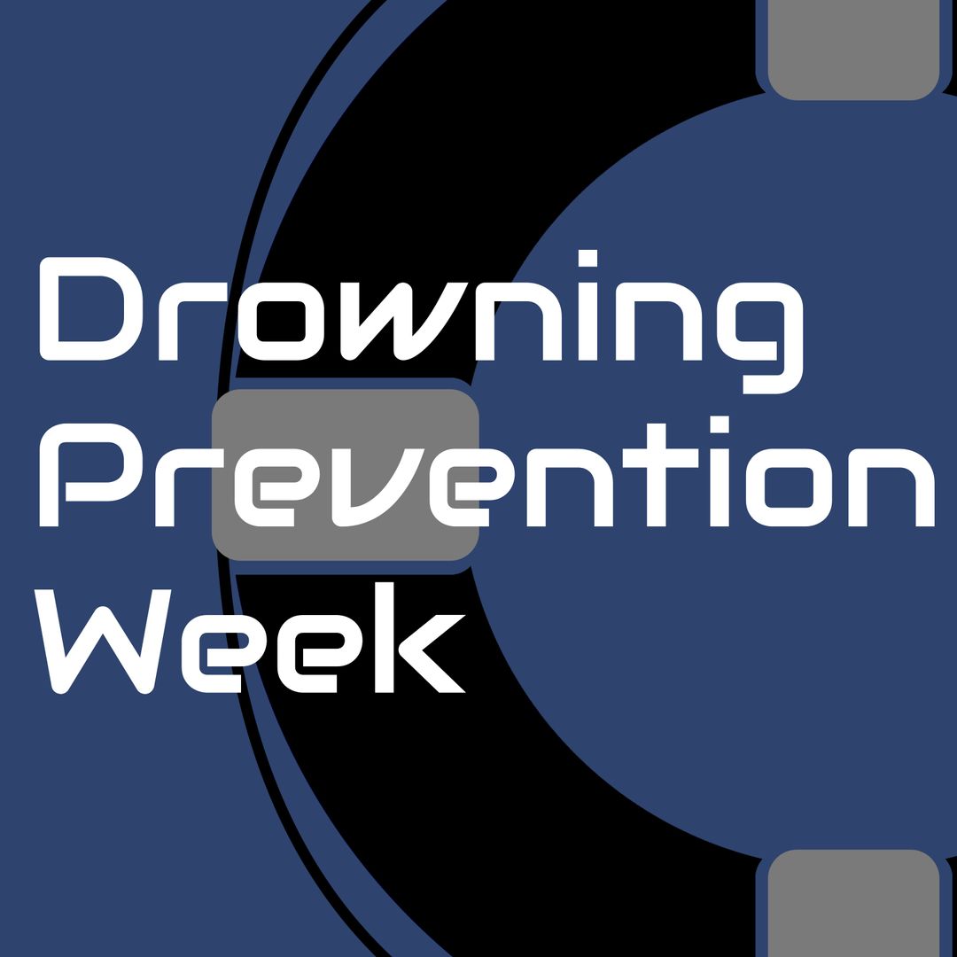 Drowning Prevention Week Awareness Banner with Lifebuoy Symbol