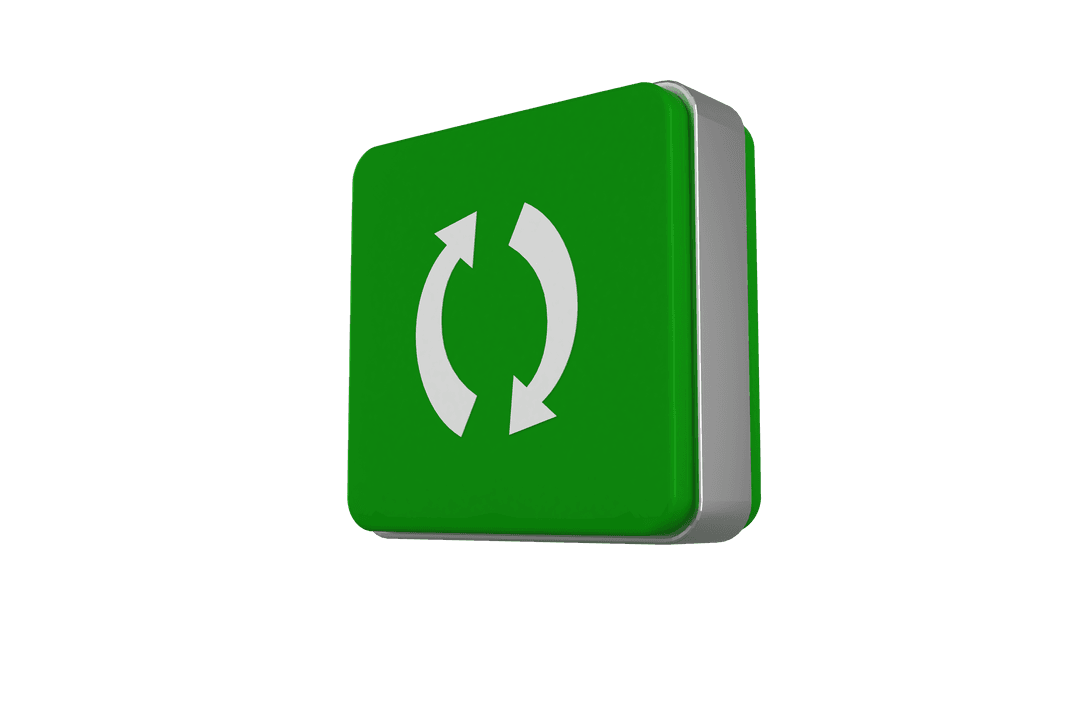 3D Icon with Circular Arrows on Transparent Background