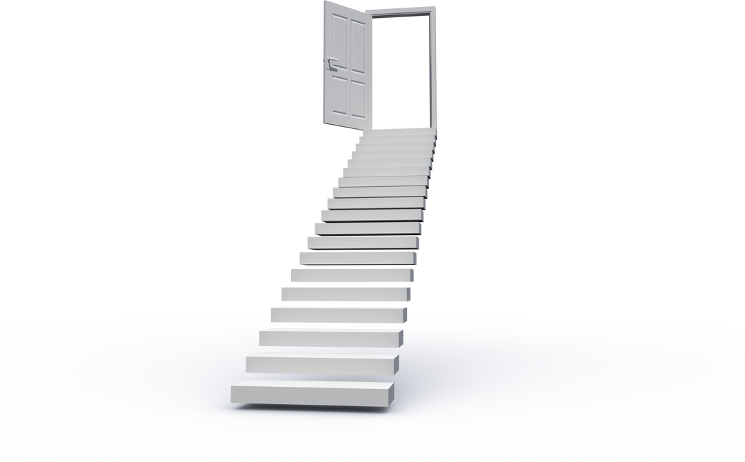 Transparent White Staircase Leading to an Open Door for Opportunity and Change - Download Free Stock Images Pikwizard.com