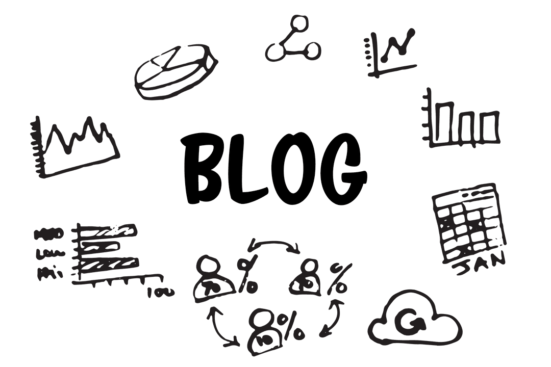 Digital Blog Icons and Text on Transparent Background for Social Media