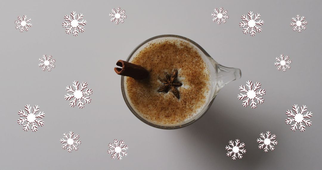 Festive Cinnamon Drink with Snowflake Detailing