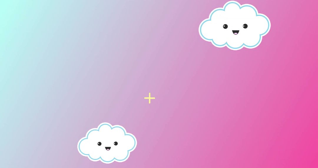 Smiling Cloud Illustrations on Pastel Gradient Background