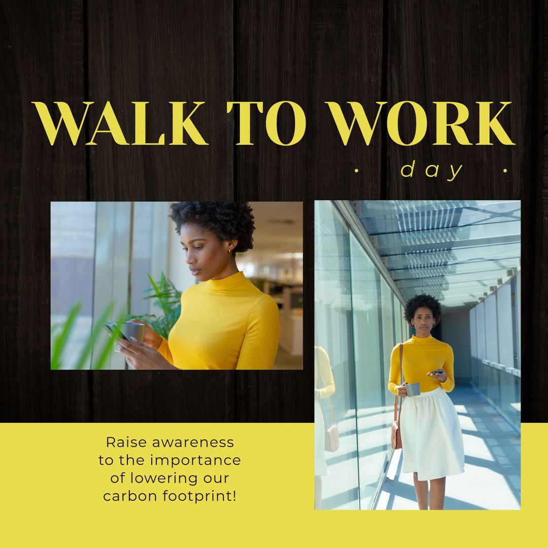 African American Businesswoman on Walk to Work Day - Download Free Stock Templates Pikwizard.com