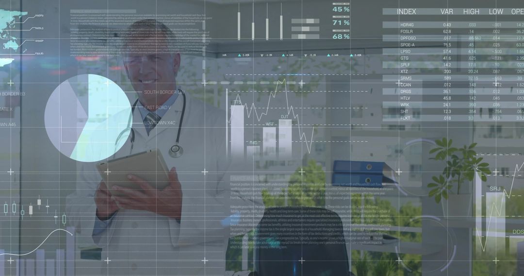 Doctor Engaged with Digital Medical Data Overlays