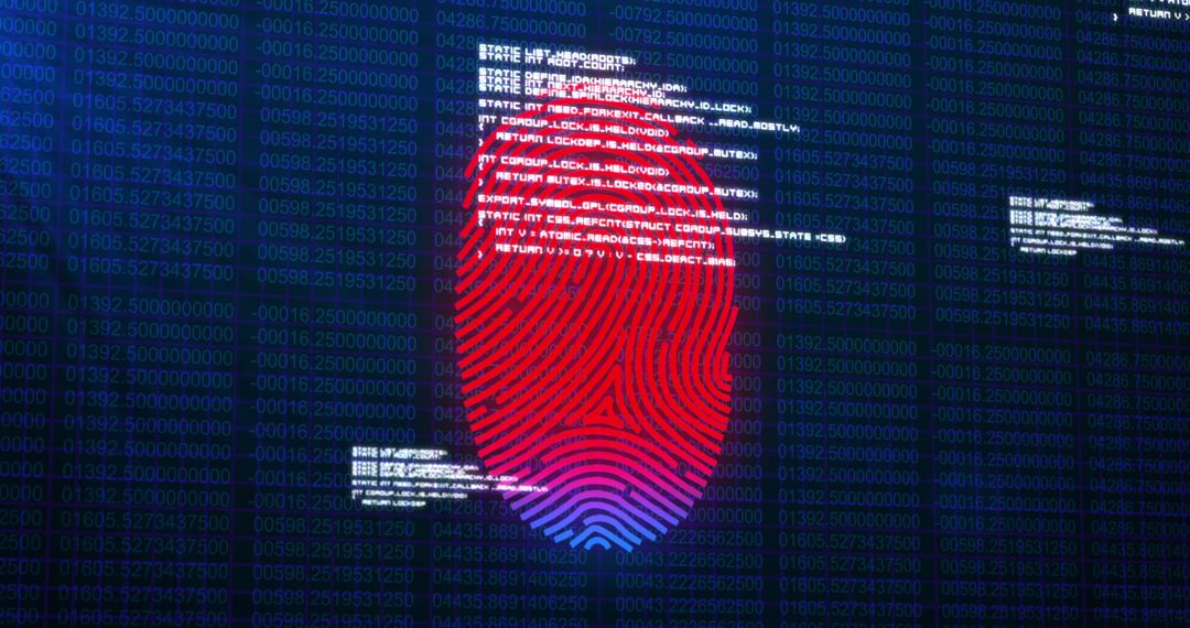 Digital Fingerprint Security Interface with Code Background