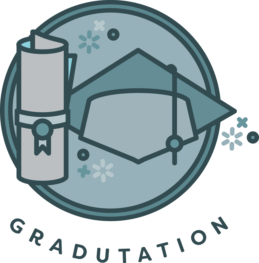Transparent Digital Graduation Icon with Cap and Diploma