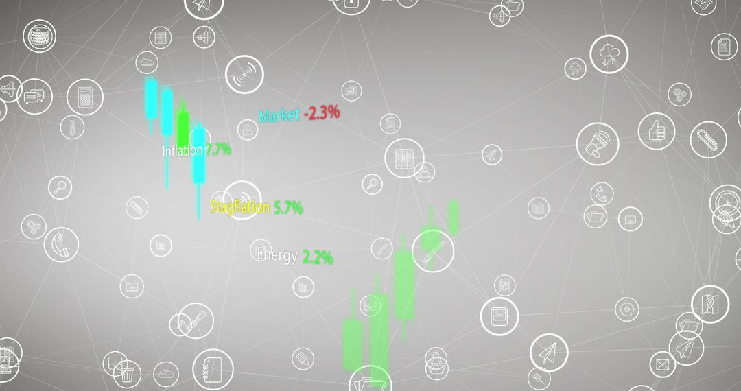 Digital Data Visualization Over Social Media Icons
