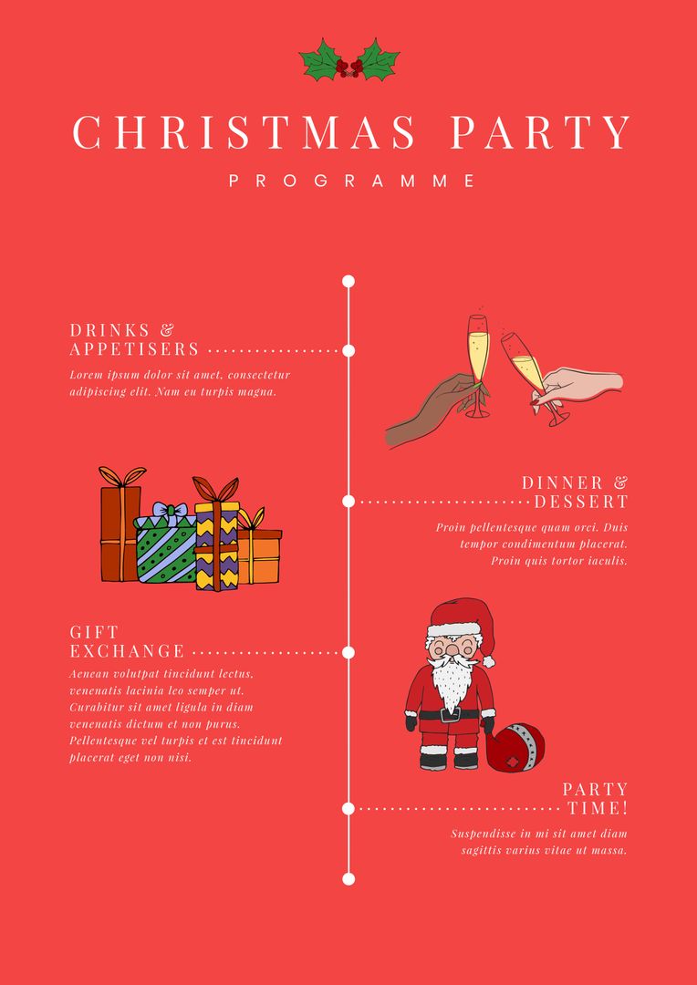 Festive Christmas Party Program with Santa Illustration