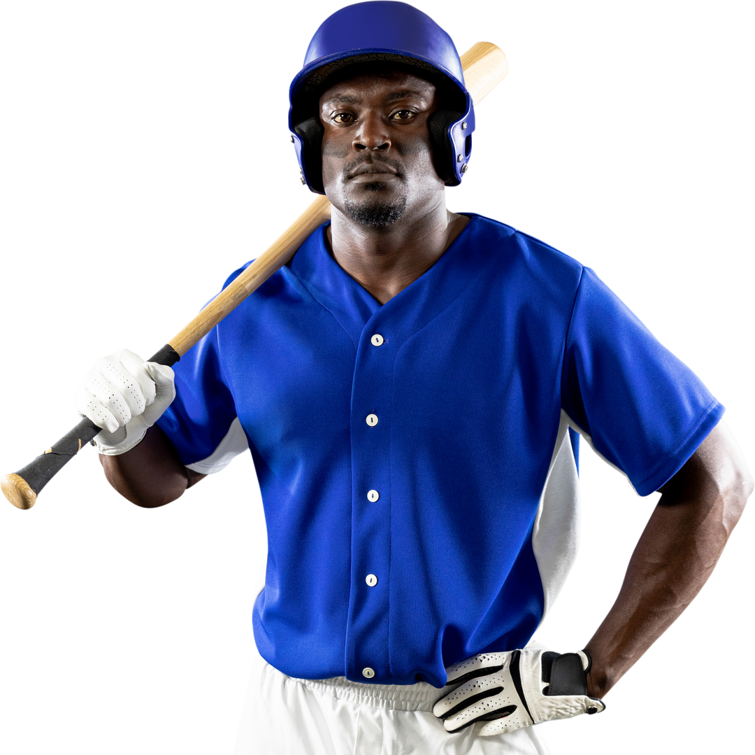 Confident African American Baseball Player Wearing Helmet and Holding Bat on Shoulder - Download Free Stock Images Pikwizard.com