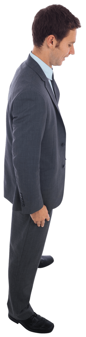 Transparent Side View Businessman in Gray Suit