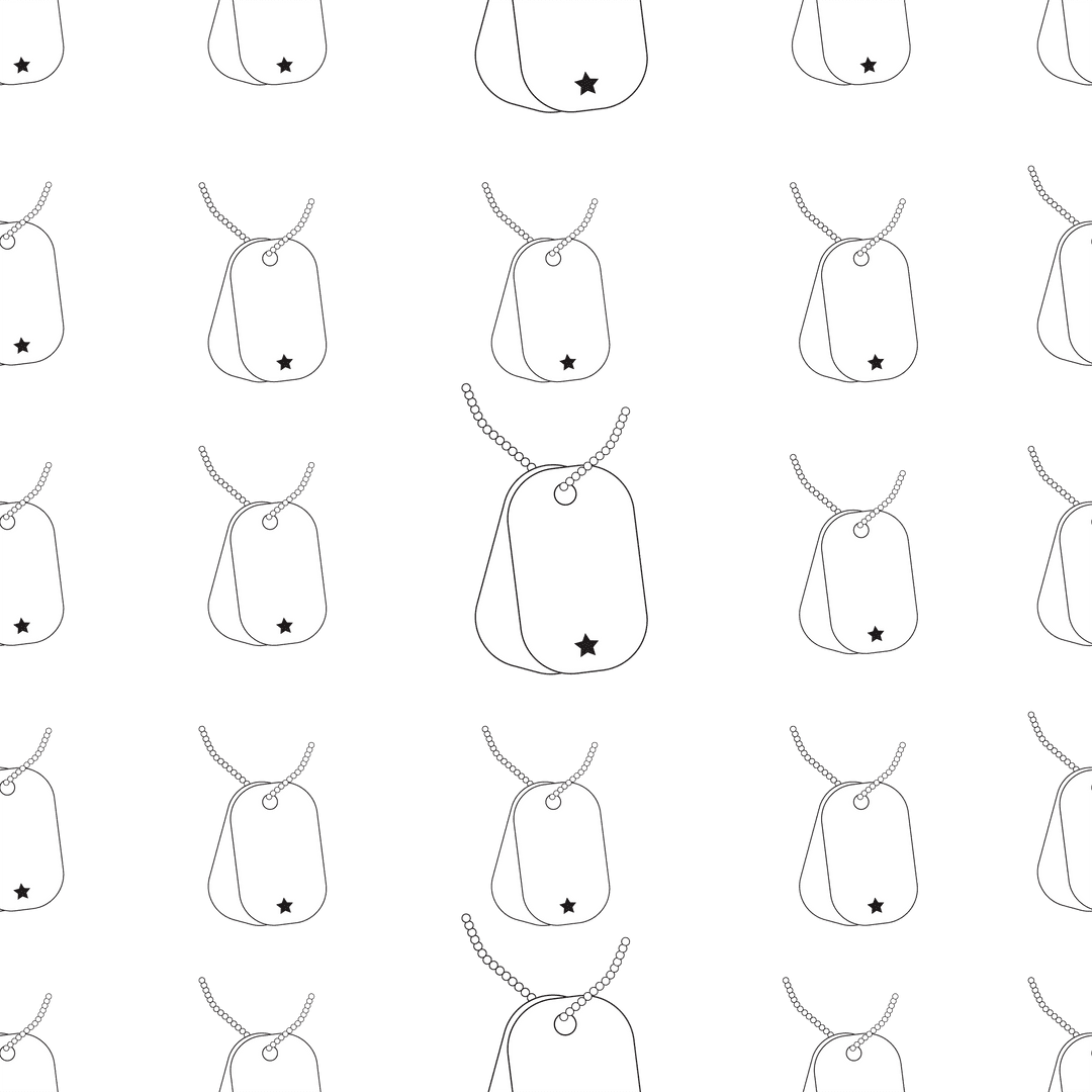 Military Dog Tags Pattern on Transparent Background