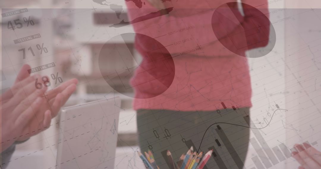 Business Data Visualization Over Candid Meeting Moment