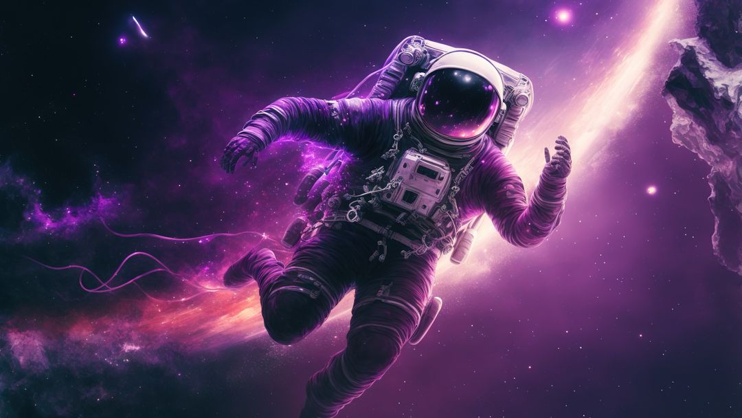 Astronaut floating in space with cosmic background - Download Free Stock Templates Pikwizard.com