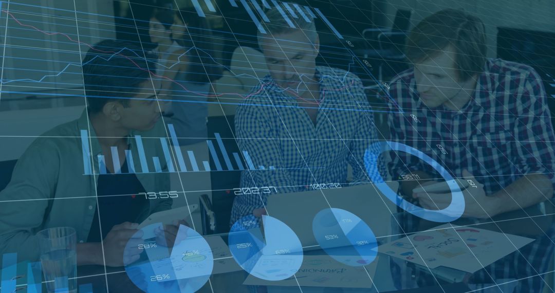 Business Team Analyzing Financial Data with Modern Technology