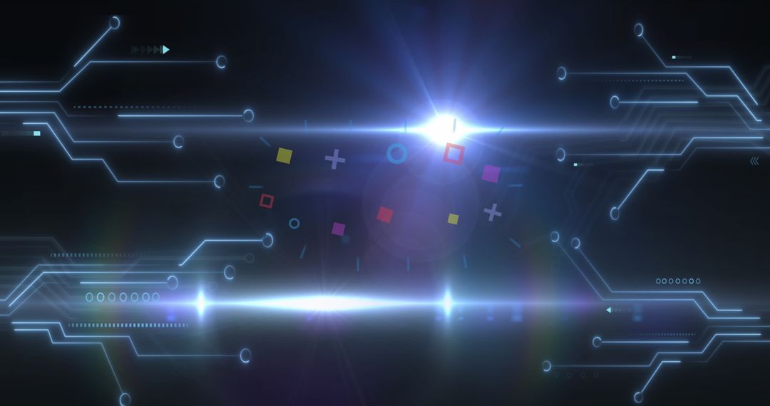 Futuristic Digital Interface with Neon Circuit Design