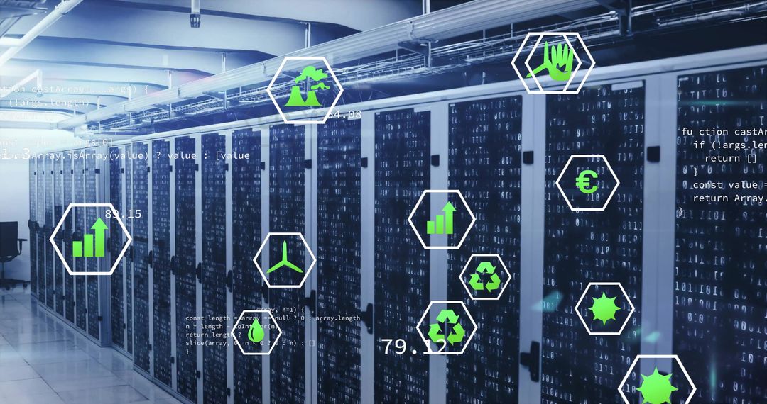 Sustainable Technology Concept Over Computer Servers