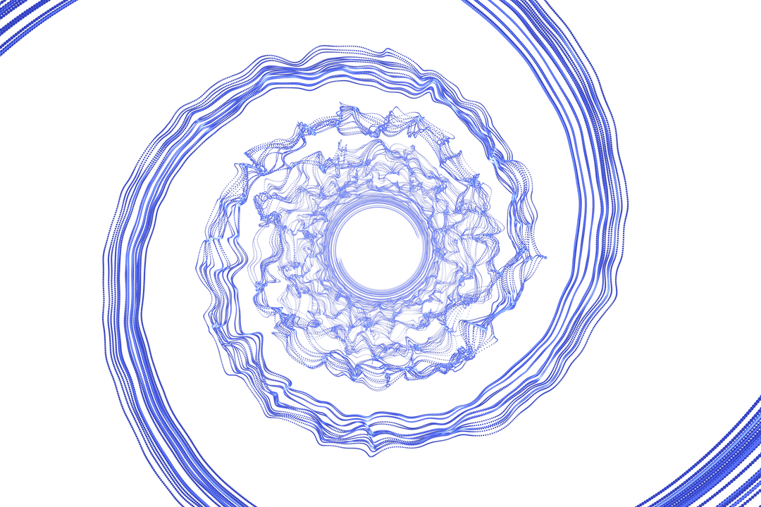Abstract Blue Spiral Digital Pattern on Transparent Background