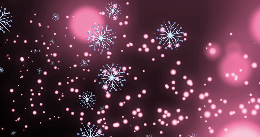 Elegant Snowflakes with Glowing Pink Bokeh on Dark Background