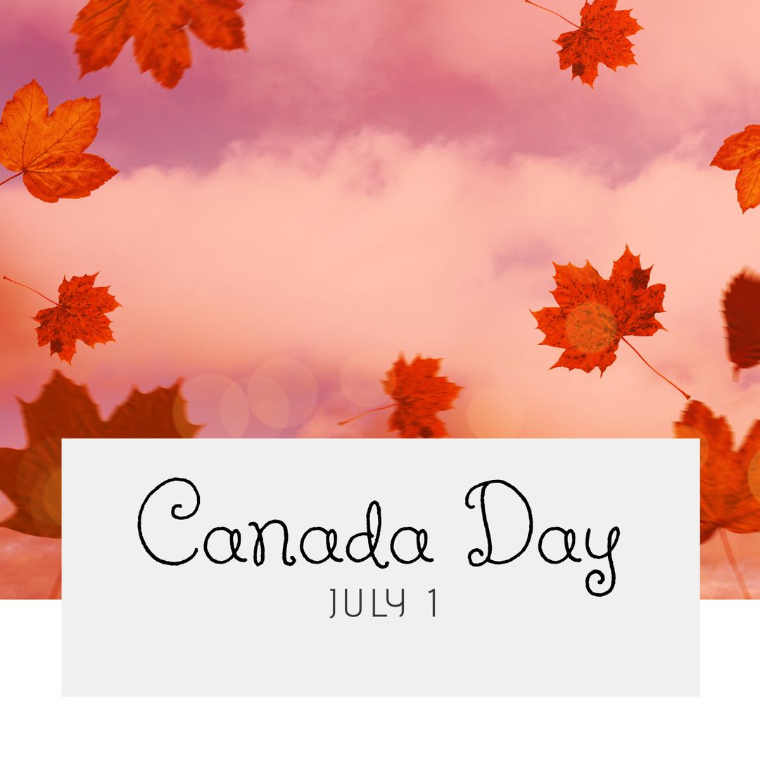 Floating Maple Leaves Celebrating Canada Day in Autumn Sky