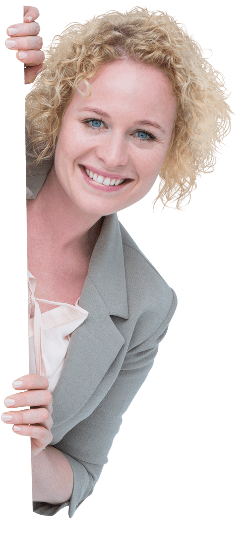 Smiling Businesswoman on Transparent Background Ready for Presentation