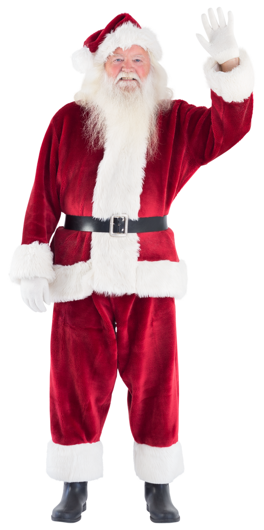 Transparent Jolly Santa Waving Wearing Traditional Red Suit - Download Free Stock Images Pikwizard.com