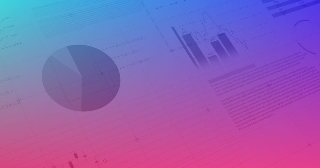 Digitally Generated Financial Data Icons on Colorful Gradient