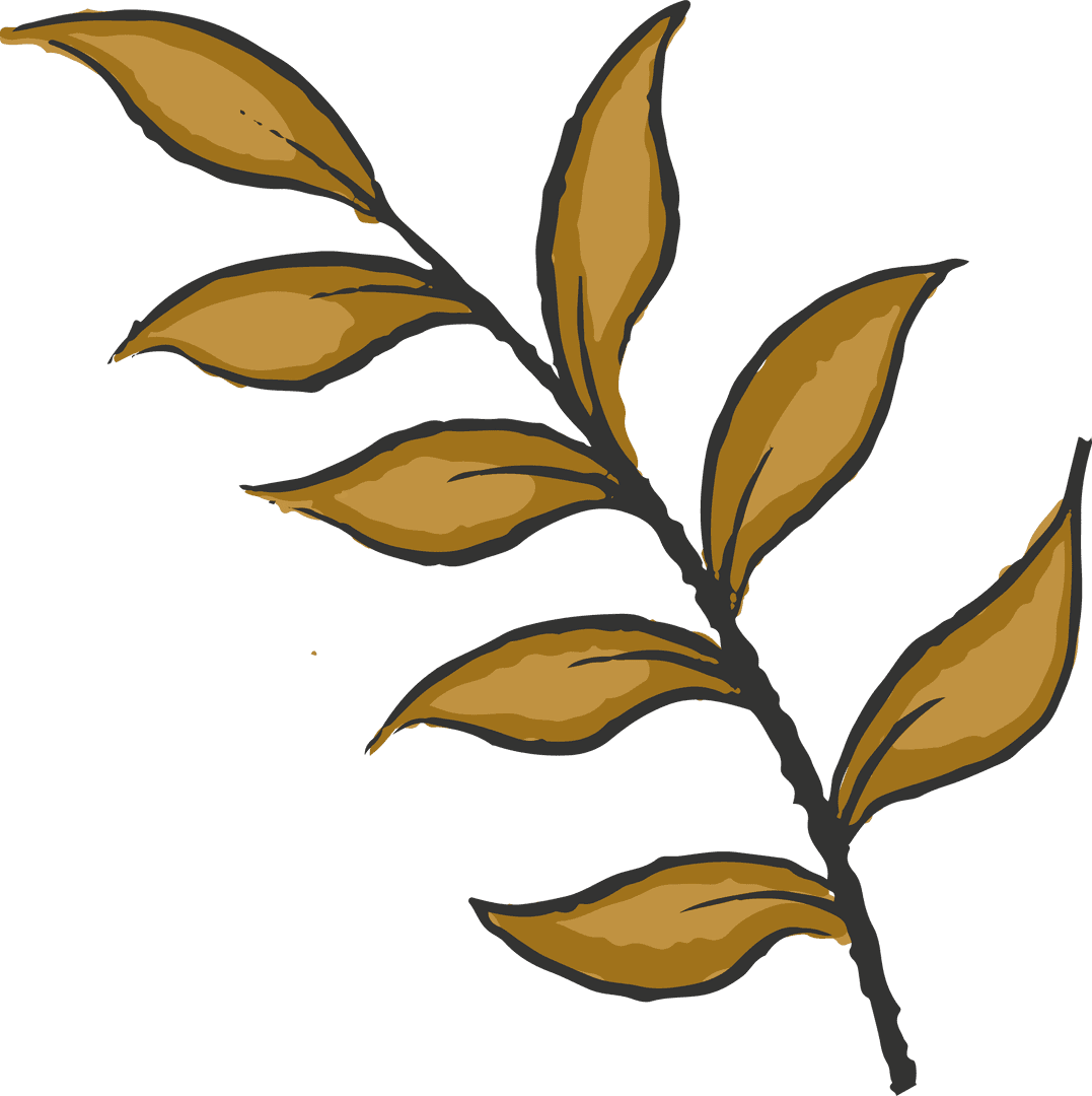 Transparent Illustration of Branch with Golden Leaves