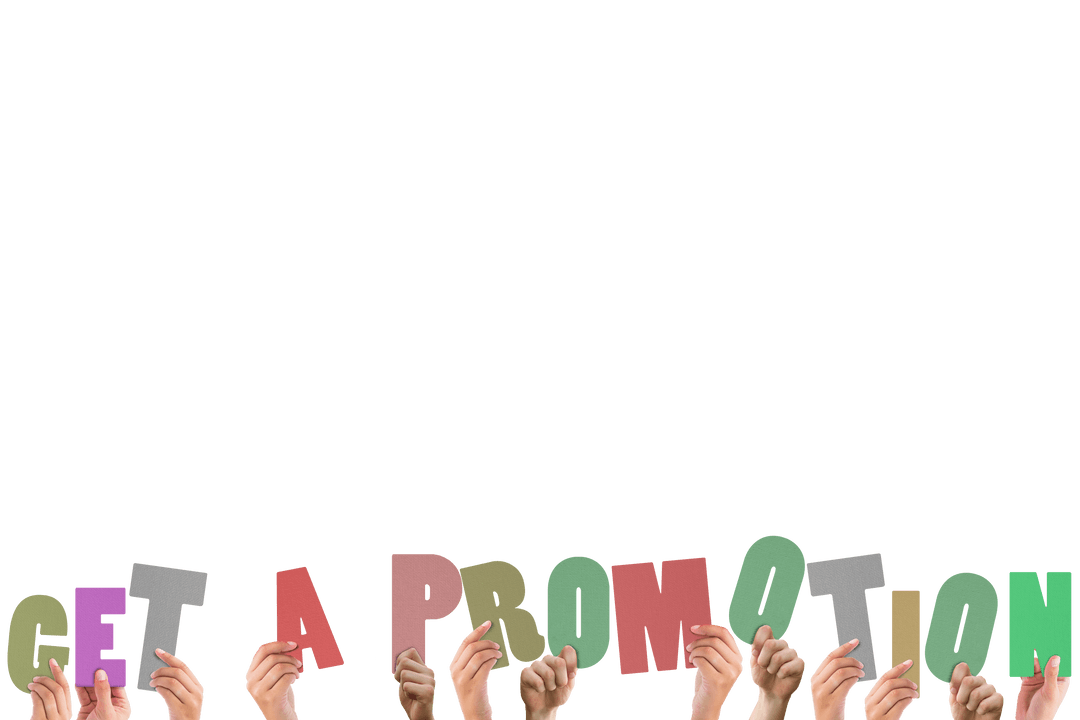 Diverse Workplace Team Holding Promotion Message Transparent Background