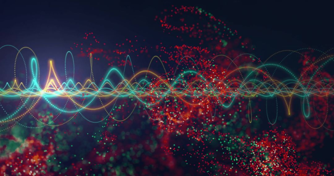 Abstract Light Trails and Data Waves on Dark Background