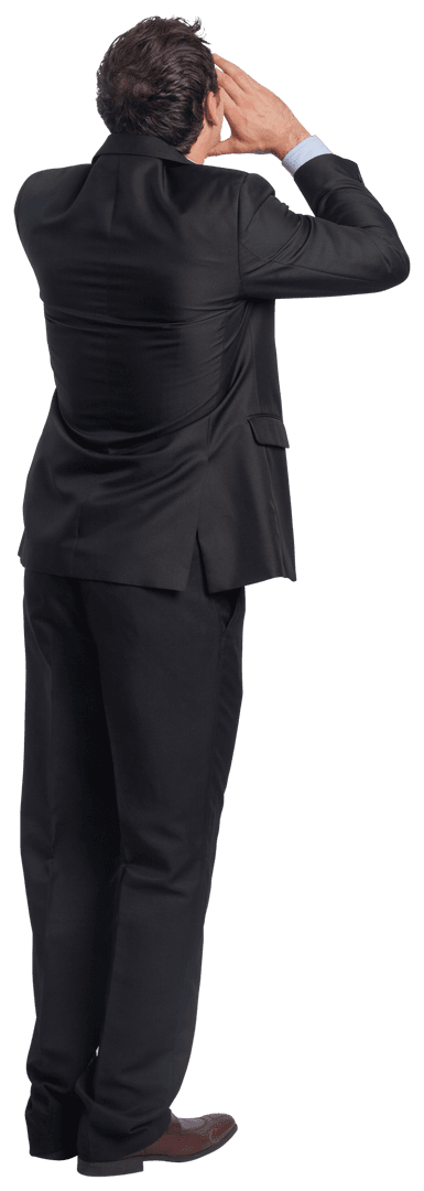 Back View Businessman Shouting Transparent Background