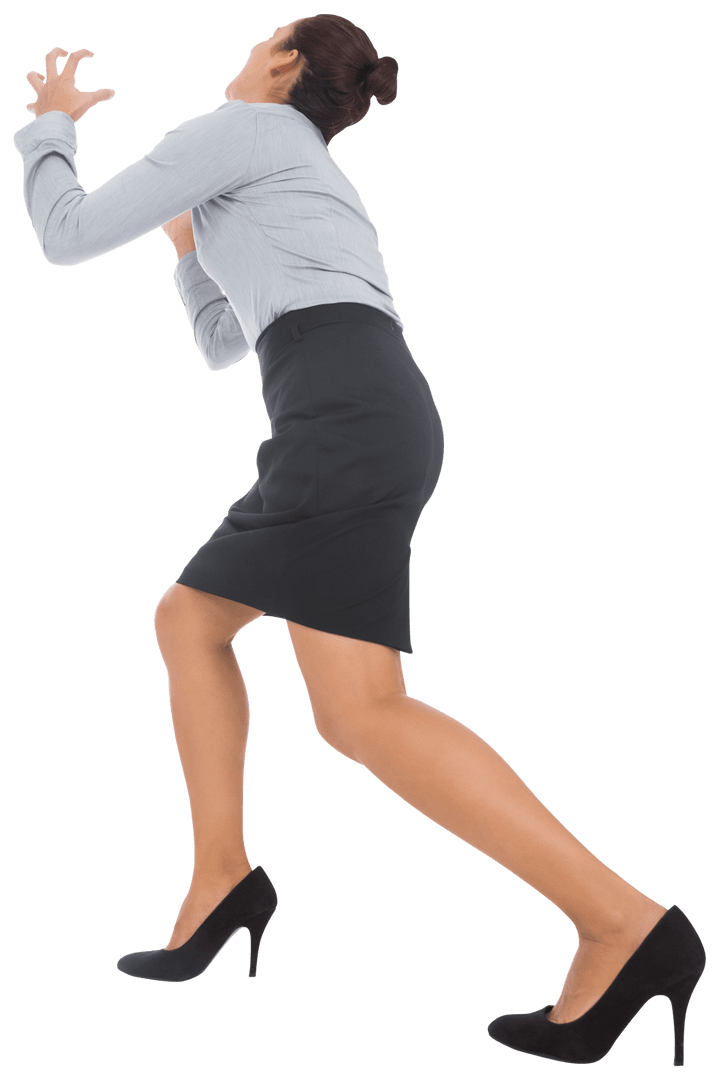 Furious Businesswoman Seen from Behind on Transparent Background