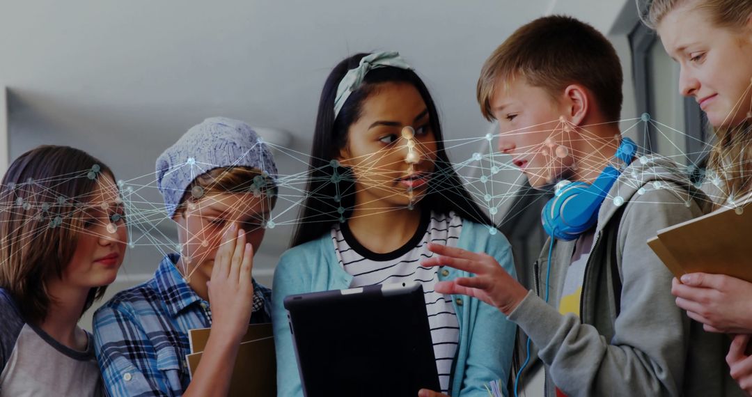 Students Collaborating with Tablet and Face Recognition Technology