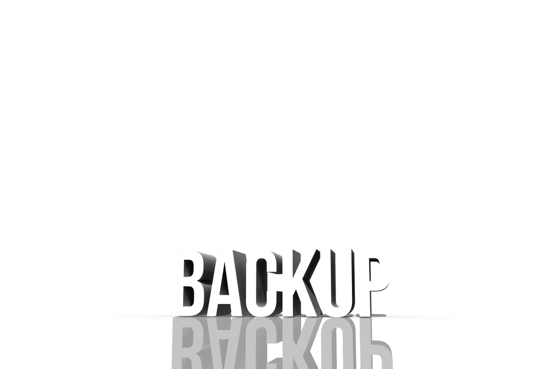 3D Backup Text Reflected on Transparent Background