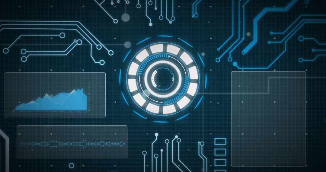 Futuristic Graphical Interface with Digital Data Visualizations