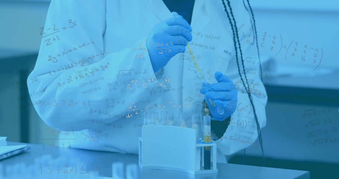 Laboratory Research with Scientific Formulas Overlay
