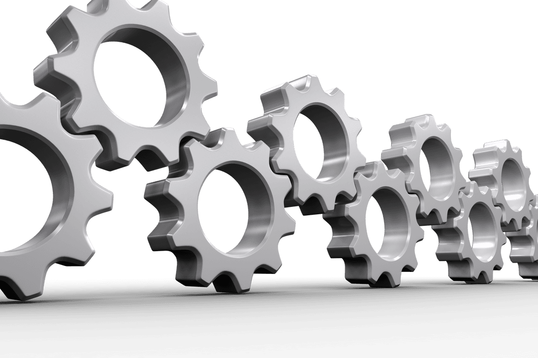 Transparent Silver Cog Wheels Illustrating Industrial Workflow Concepts