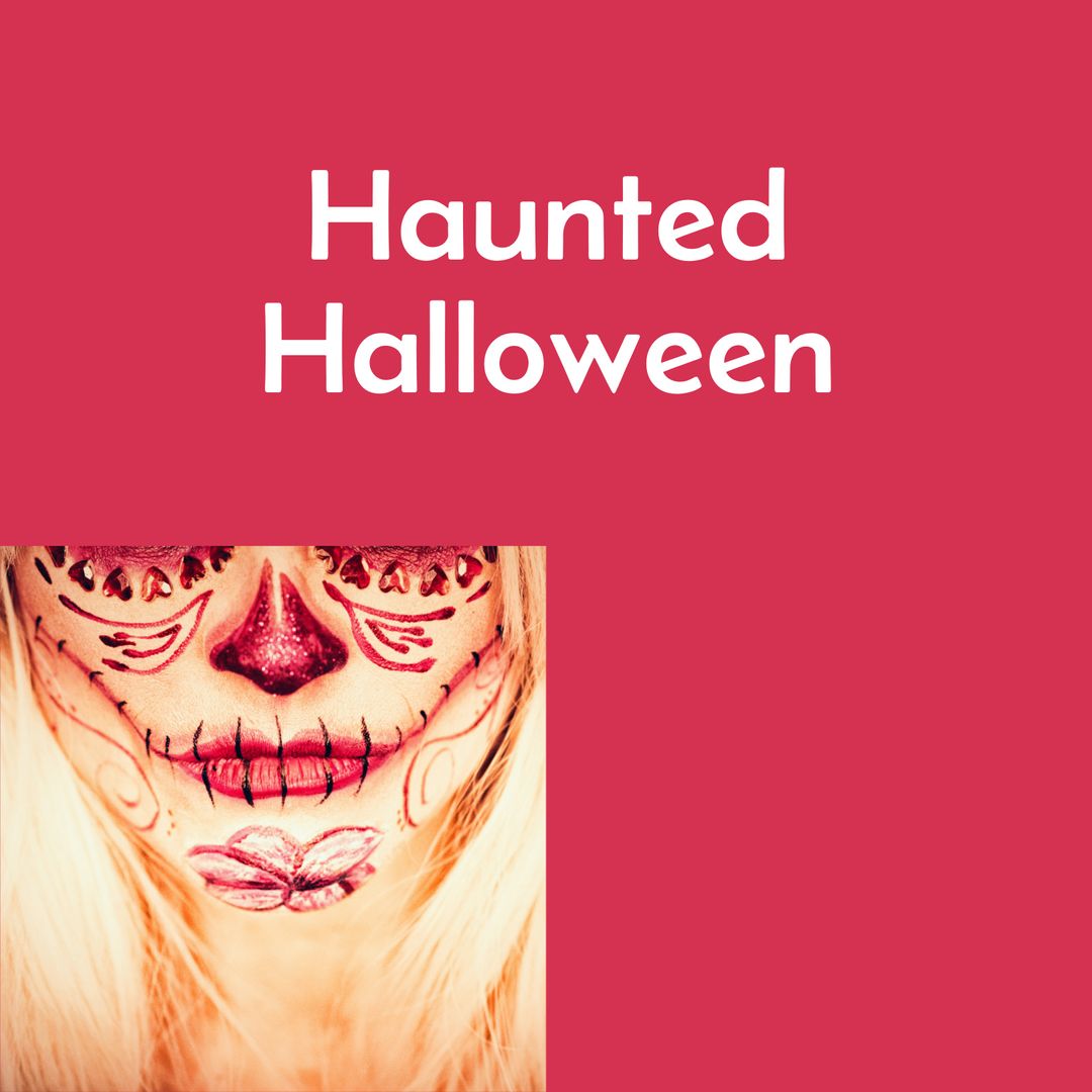 Halloween Artistic Face Paint with Floral Web Pattern