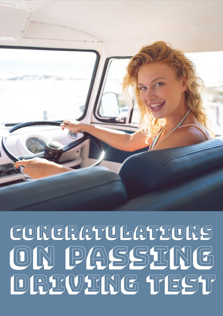 Happy Woman Celebrating Driving Test Success - Download Free Stock Templates Pikwizard.com