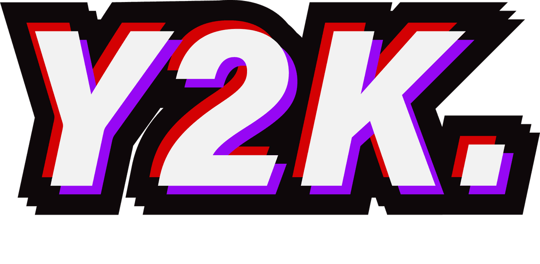 Y2K Typography Glitch Effect on Transparent Background