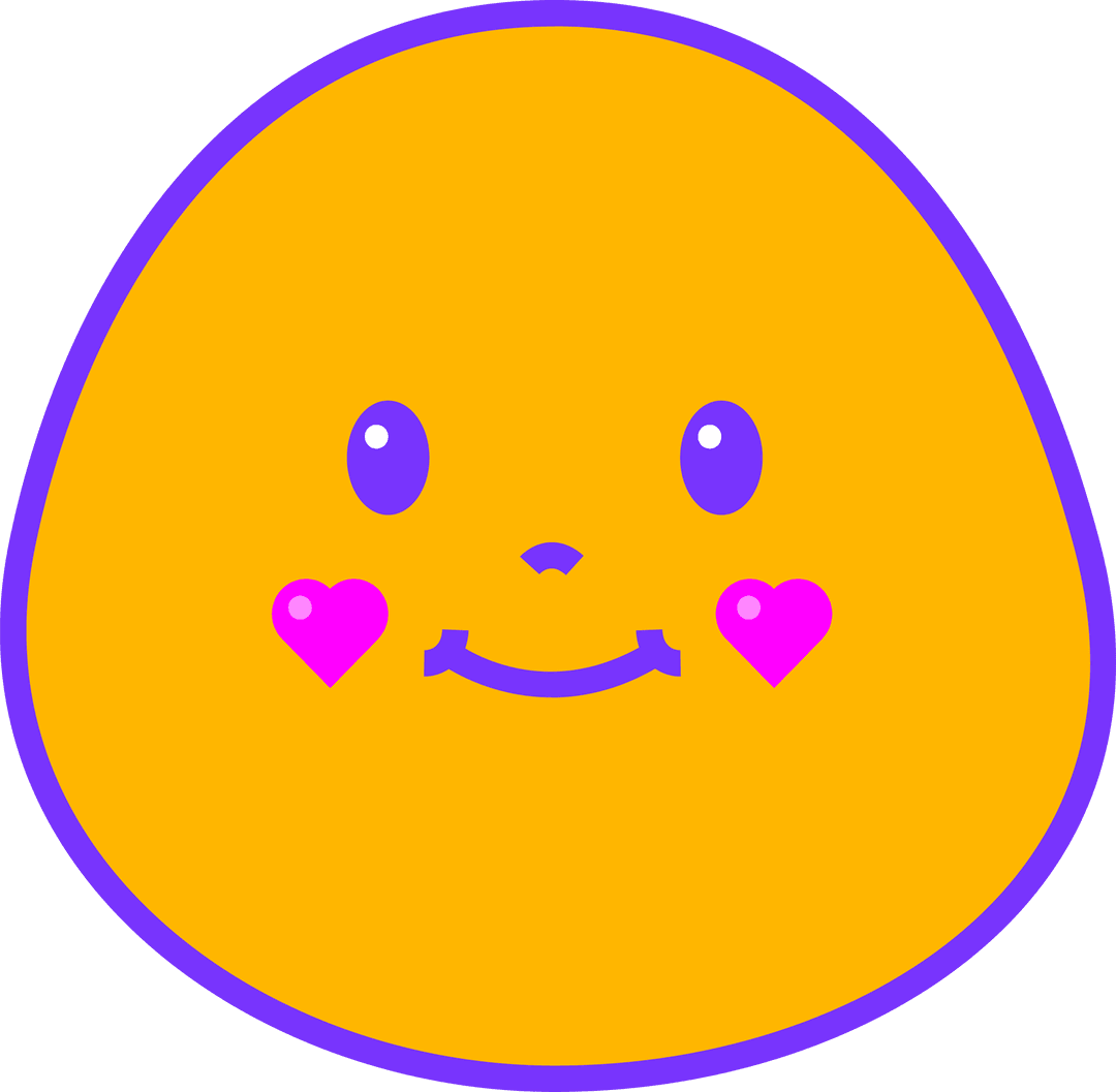 Cute Orange Blob with Heart Cheeks Transparent Background
