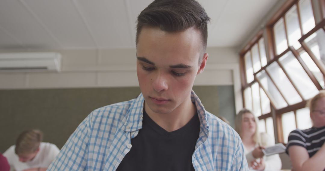 Focused Student Concentrating in School Classroom Setting