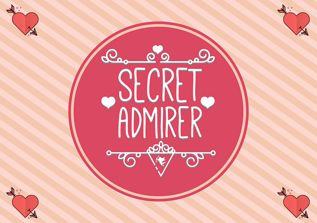 Transparent Secret Admirer Card with Pink Hearts and Stripes